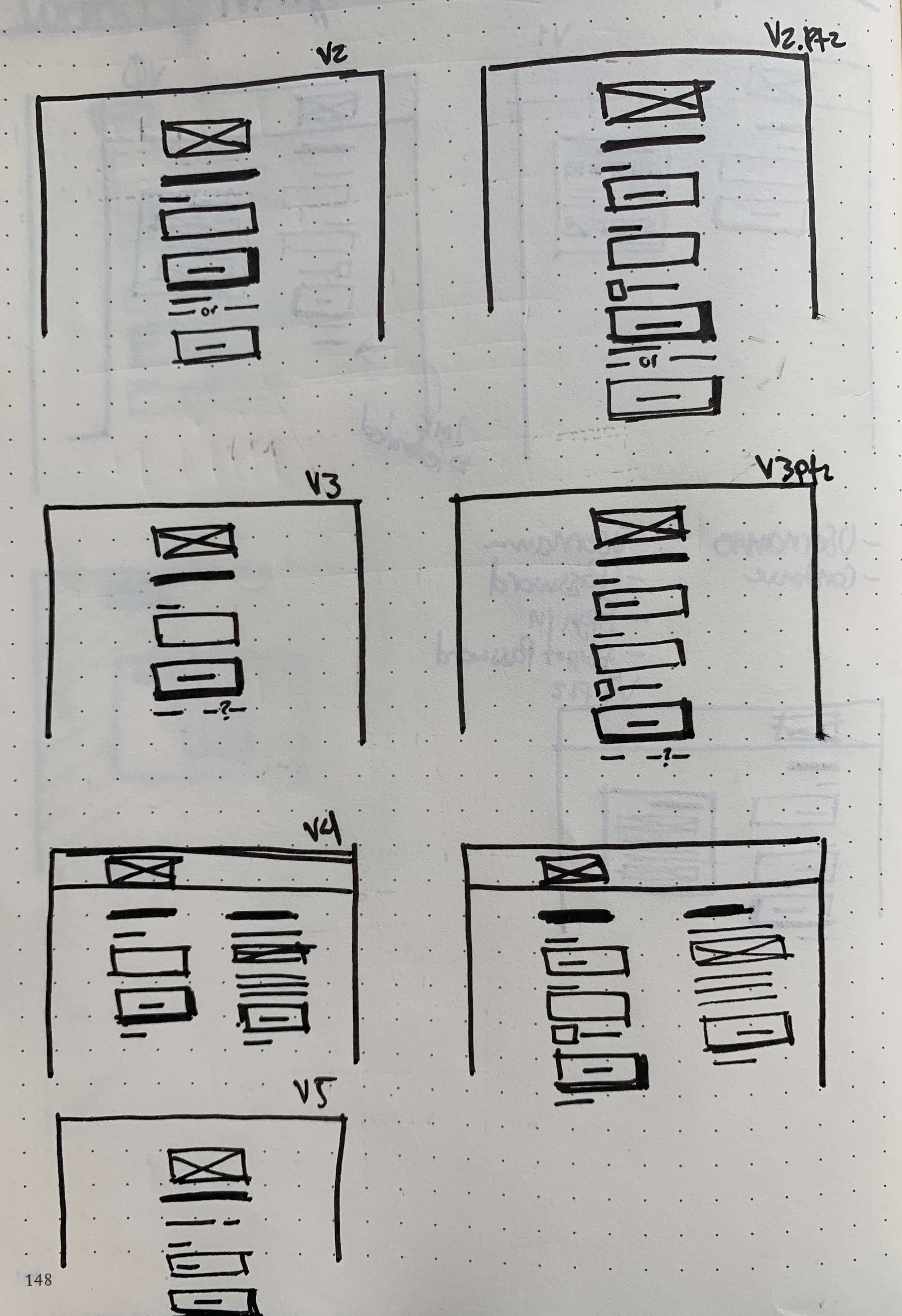 Photo of my sketches showing 5 different sketches for the new sign-in flow supporting SSO.